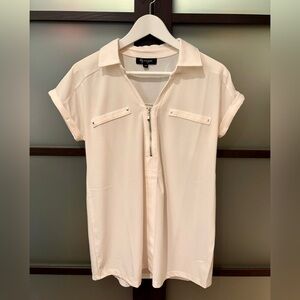 Beige/Off White/Cream Short Sleeve Blouse